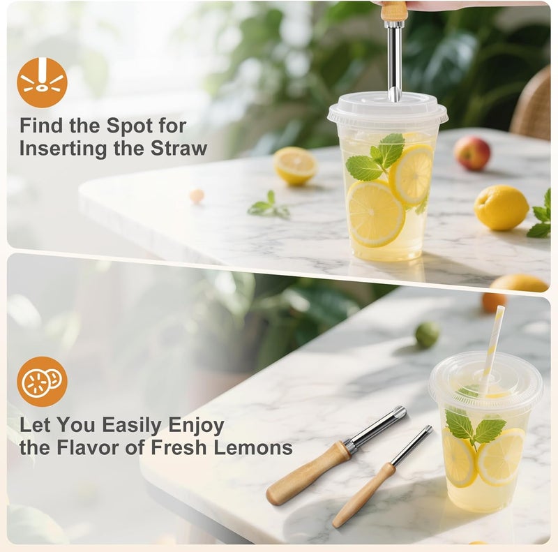 LBOKLING 2 Pack Straw Puncher for Plastic Lids, Straw Hole Puncher for Plastic Lids, Lemonade Cups, Cafe Drinks and Deli Container Straw Hole Puncher, Circular Clay Hole Cutters for Pottery Tools - Image 4
